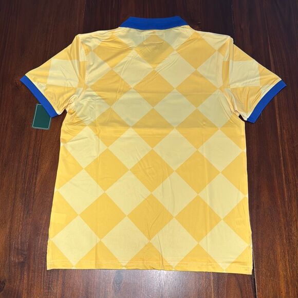 Bogey Boys Yellow Checkered Blue Golf Polo Shirt Men’s US Large Short Sleeve - Picture 4 of 6